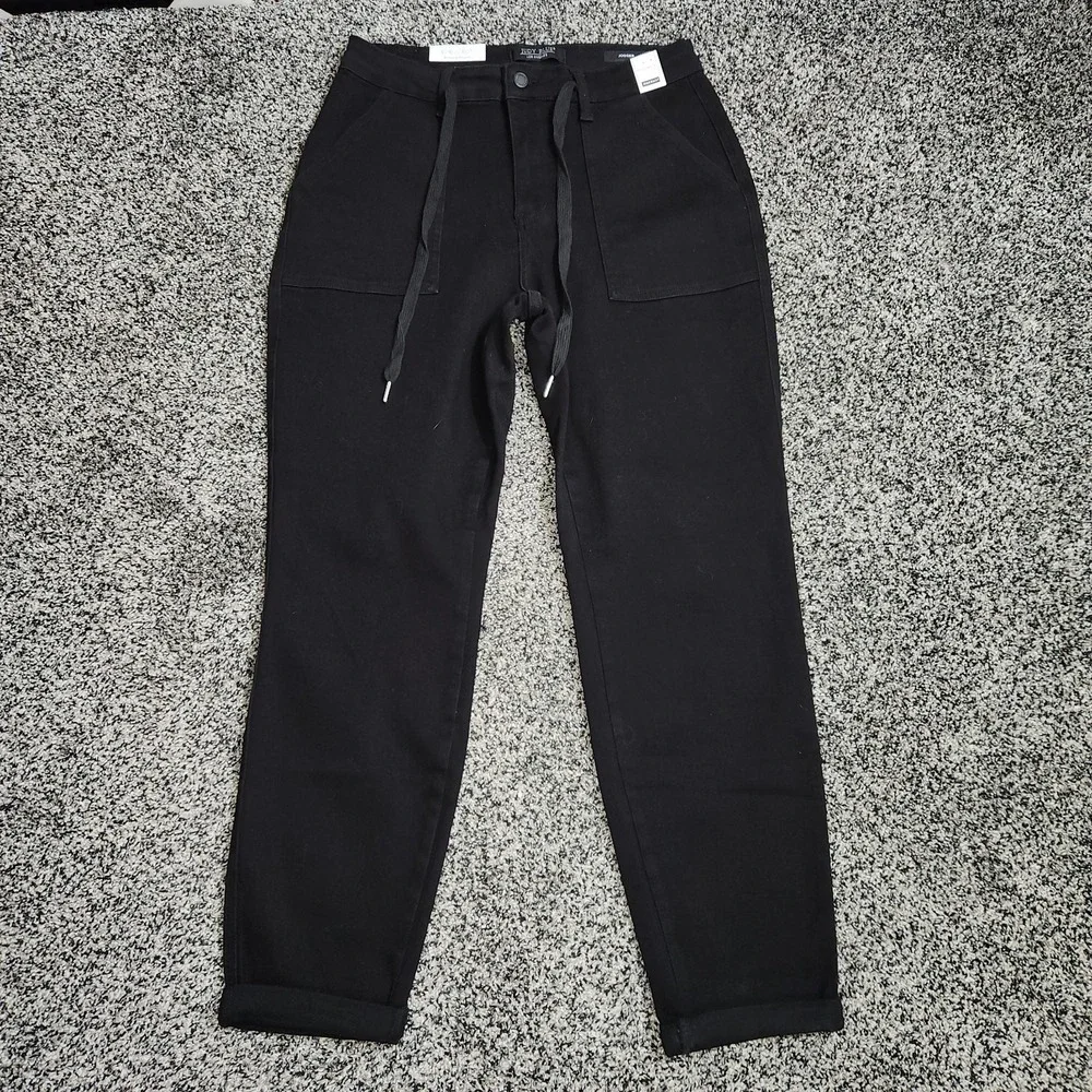 Judy Blue Black Double Cuff Jogger Pants Drawstring High Rise Size 11/30 Nwt - Picture 2 of 9